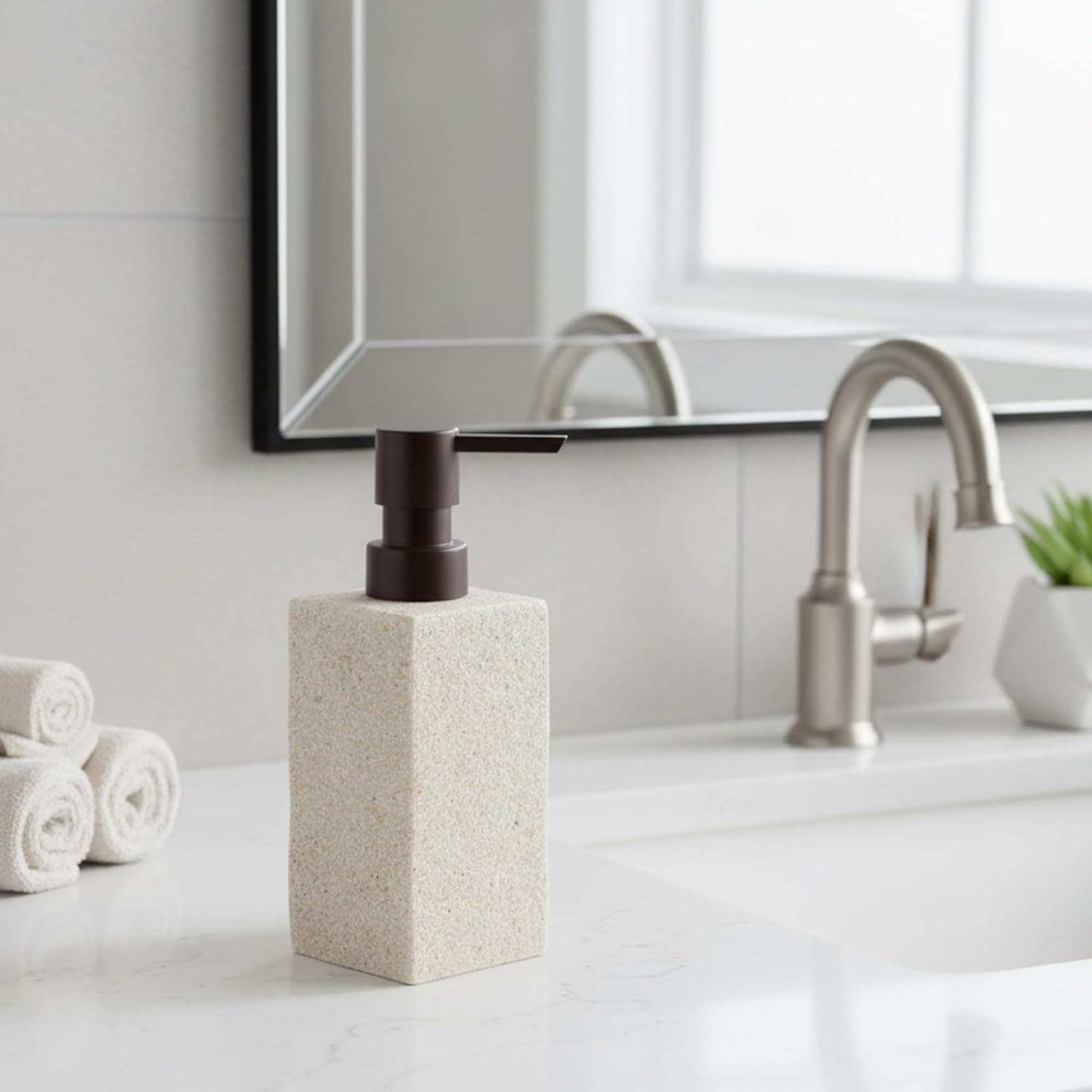 Evideco Stone Bath Square Resin Hand Soap & Lotion Dispenser