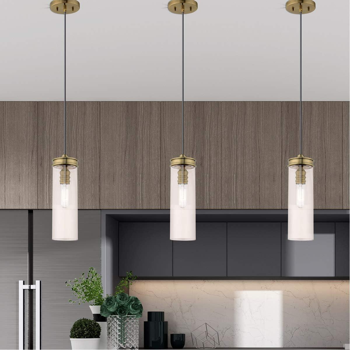 Livex Lighting Art Glass 1 - Light Pendant in  Antique Brass
