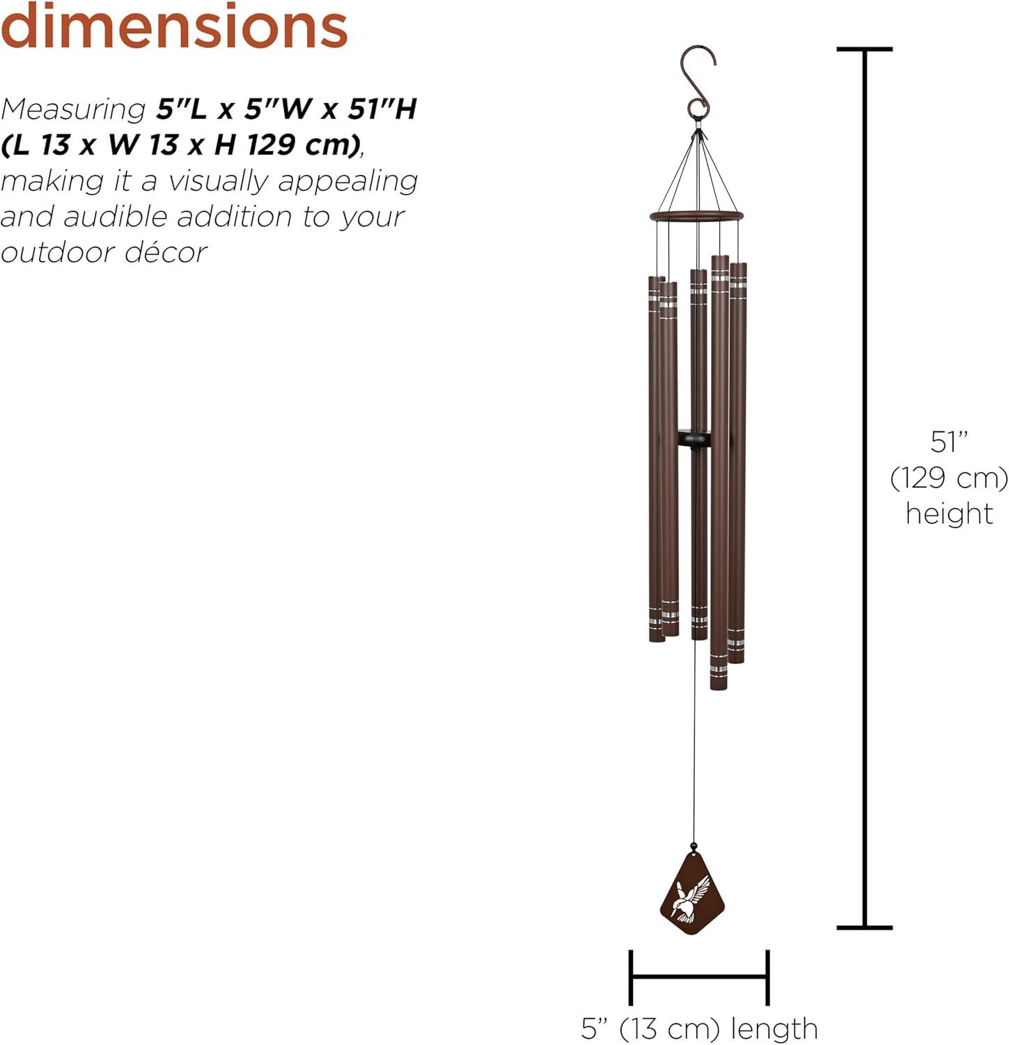 51"H Metal Wind Chime with Hummingbird Windcatcher