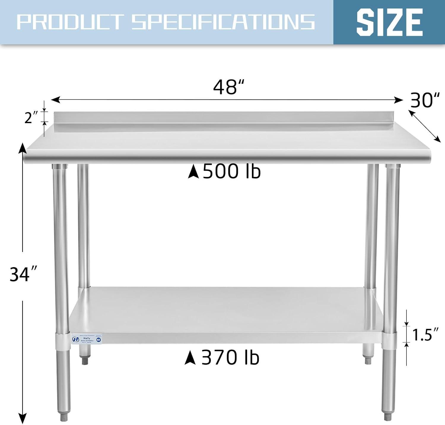 Stainless Steel 30x48 Inch Prep & Work Table with Undershelf