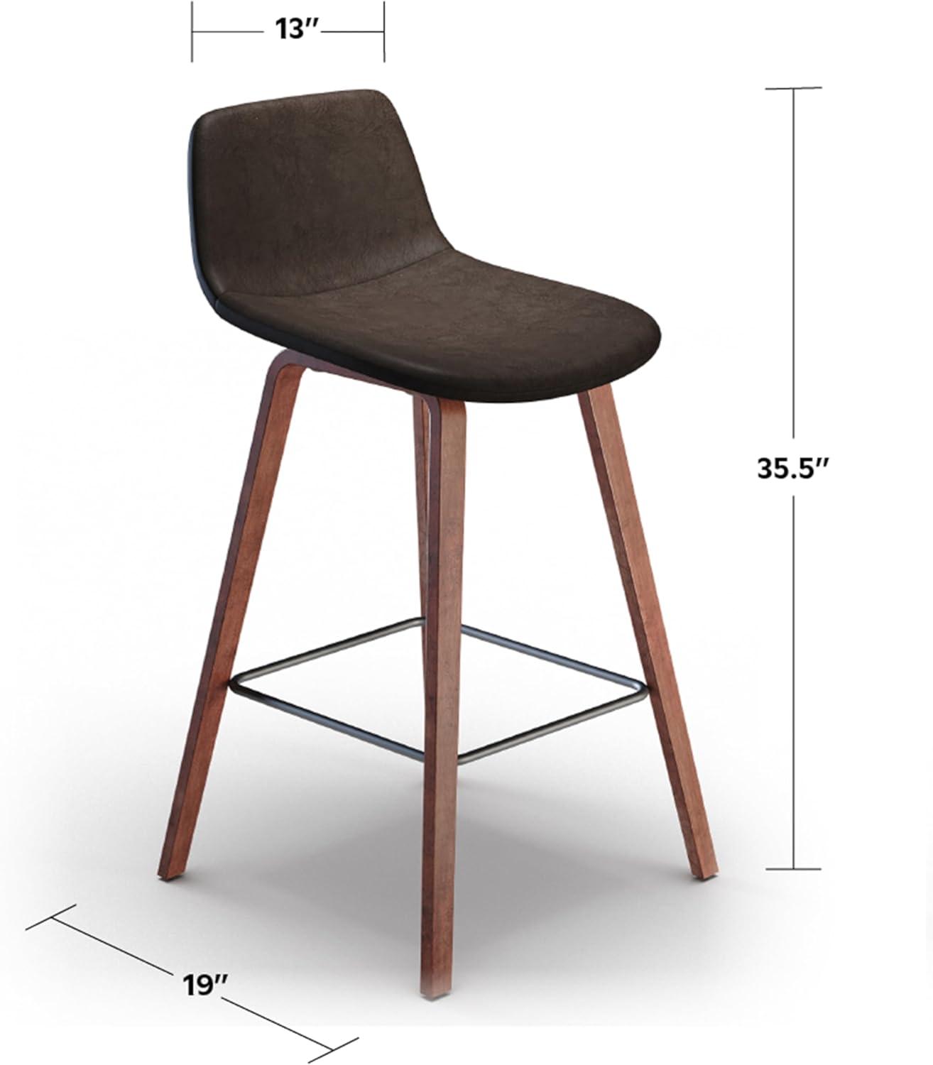 Addy Mid-Century Modern 26" Counter Stool (2pc) in Distressed Brown Faux Leather