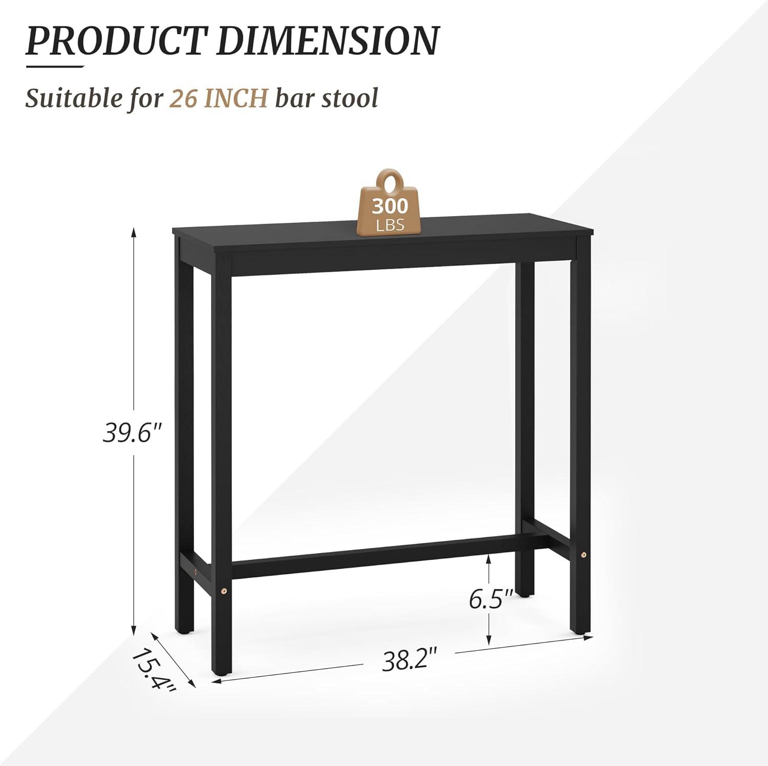38" Teak Brown Acacia Wood Counter Height Bar Table