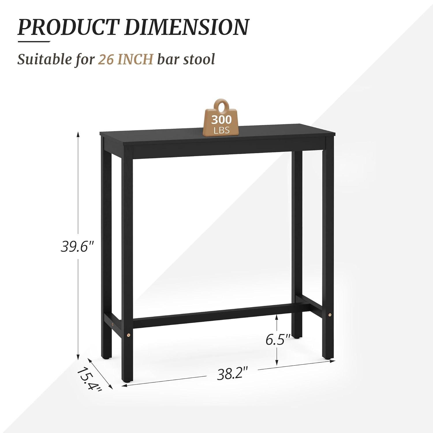 38" Teak Brown Acacia Wood Counter Height Bar Table