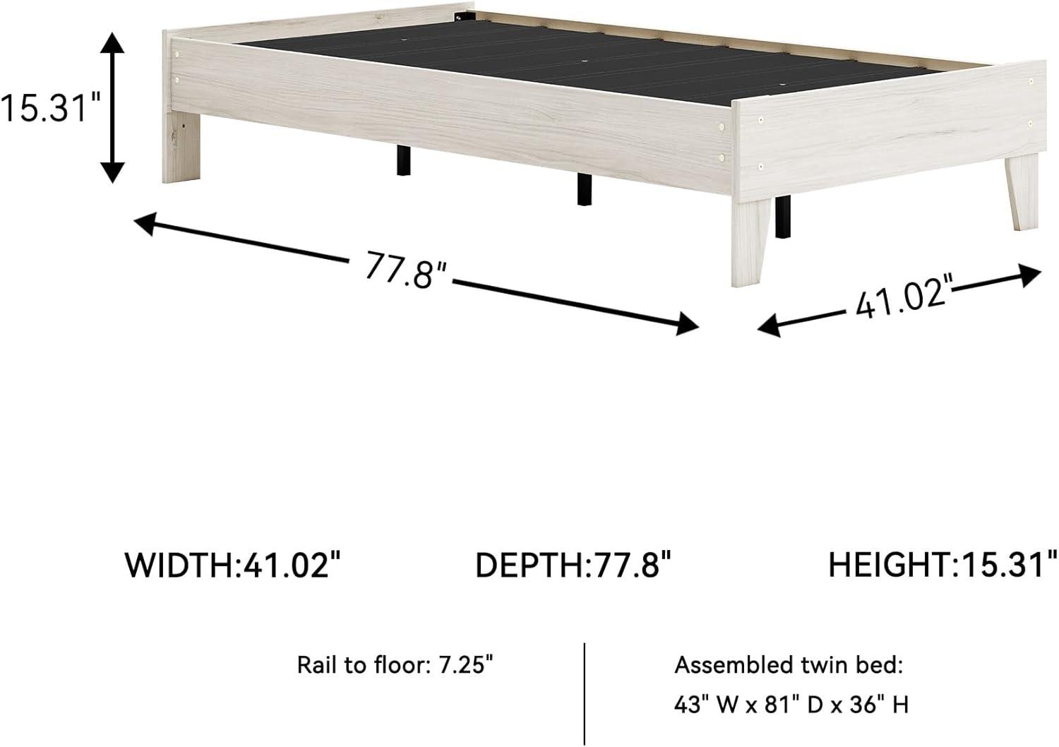 Twin Socalle Platform Bed Natural - Signature Design by Ashley: Contemporary Space-Saving, No Box Spring Required
