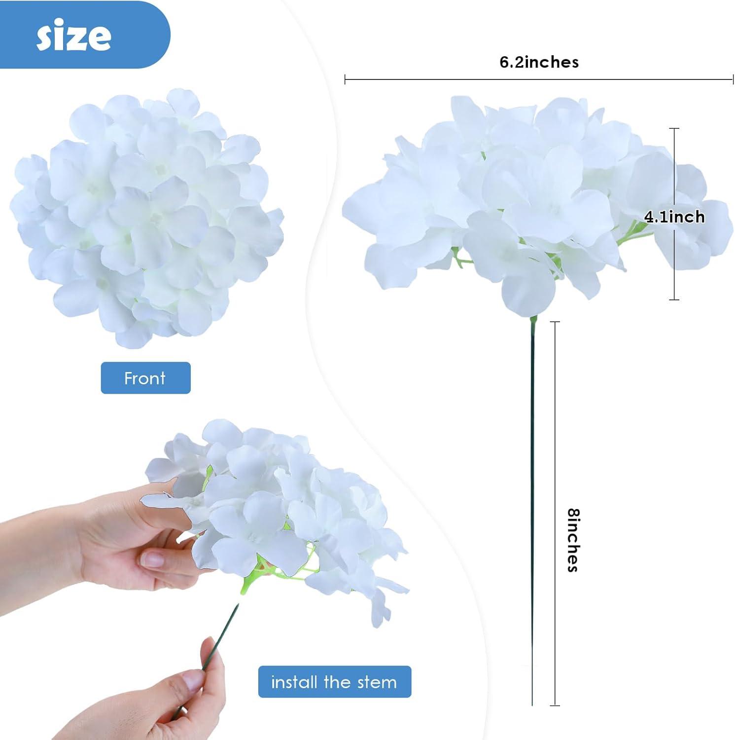 TITOUMI Hydrangea Silk Flowers Heads Blush Pack of 10 Full Hydrangea Flowers Artificial with Stems for Wedding Home Party Shop Baby Shower Décor