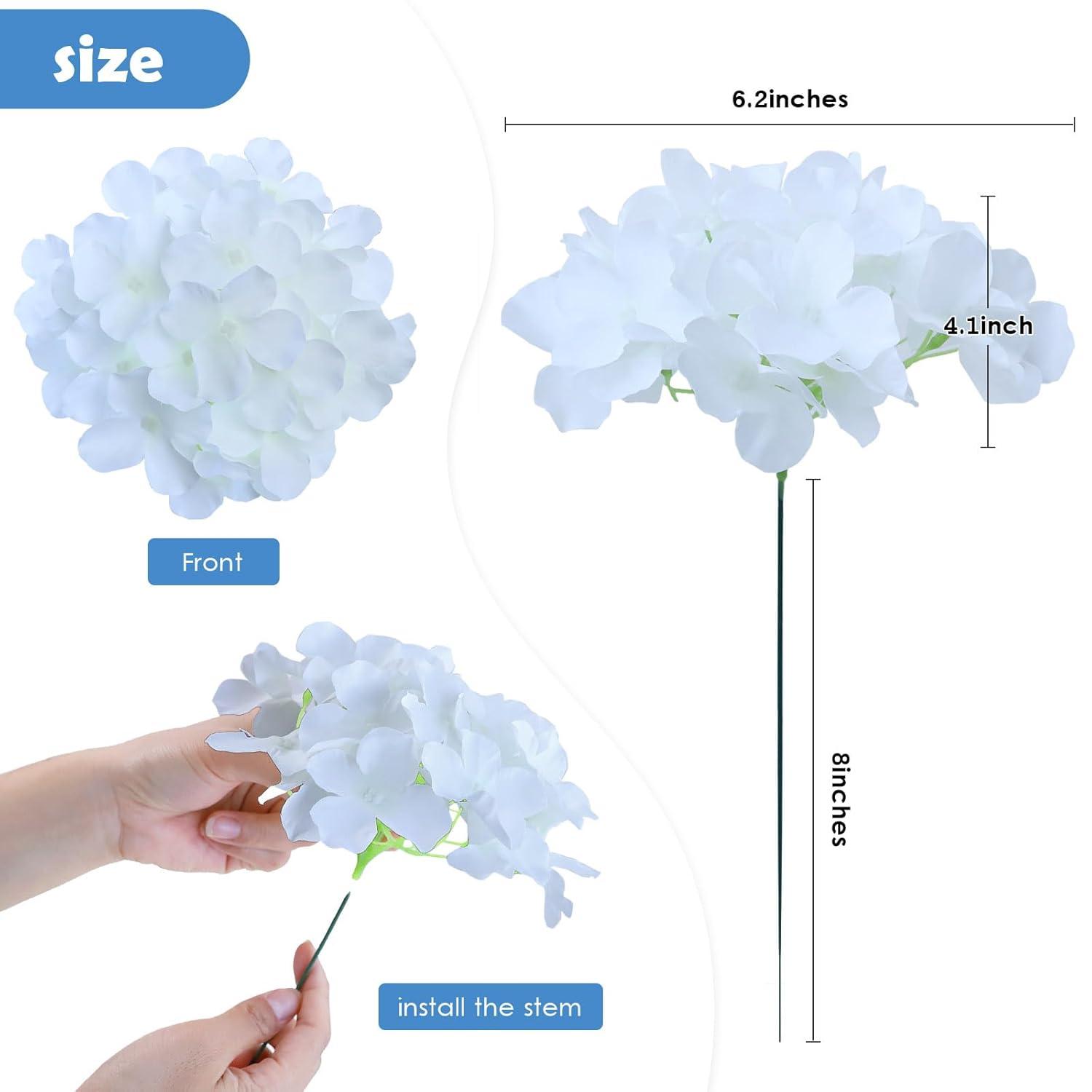 TITOUMI Hydrangea Silk Flowers Heads Blush Pack of 10 Full Hydrangea Flowers Artificial with Stems for Wedding Home Party Shop Baby Shower Décor