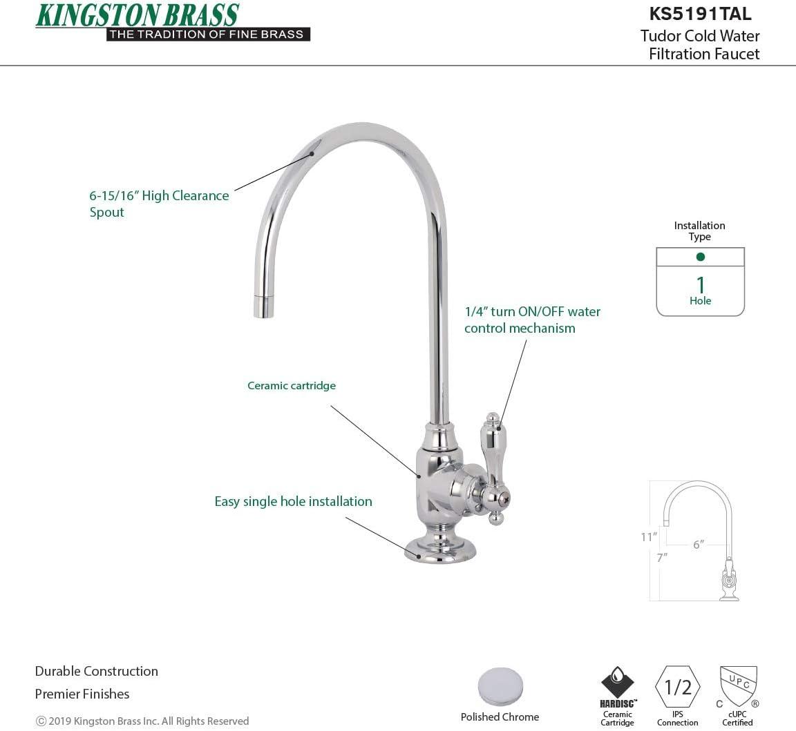 Kingston Brass Tudor Single-Handle 1-Hole Deck Mount Water Filtration Faucet