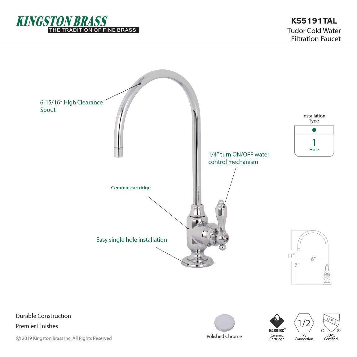 Kingston Brass Tudor Single-Handle 1-Hole Deck Mount Water Filtration Faucet
