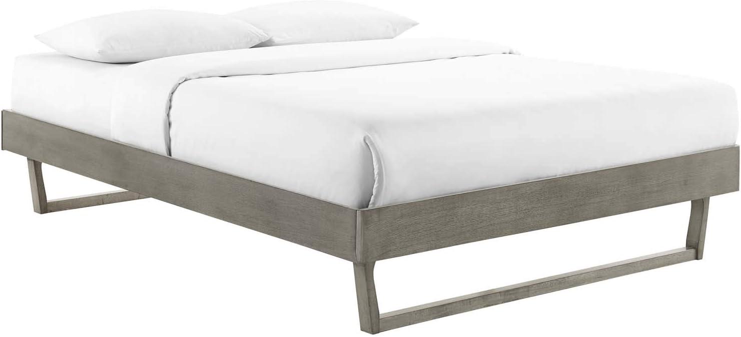 Modway Billie Full Wood Platform Bed Frame in Gray