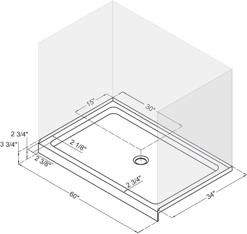 SlimLine 60" x 34" Single Threshold Shower Base