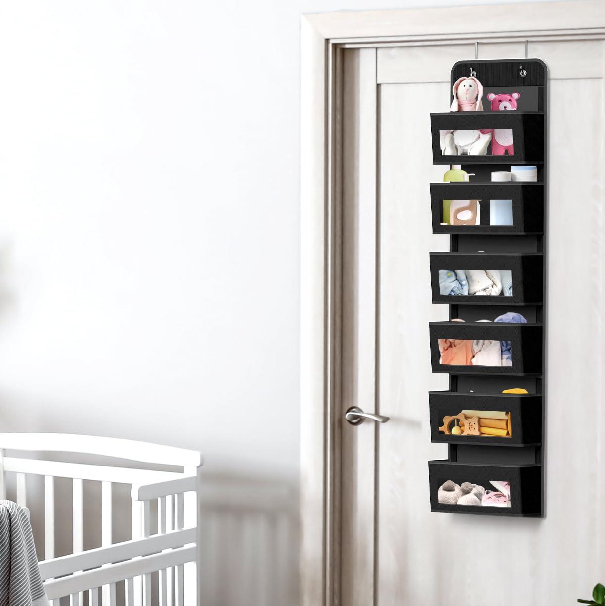 Simple Houseware Baby Over The Door Hanging Organizer Storage, 6 Clear Window Pocket, Beige