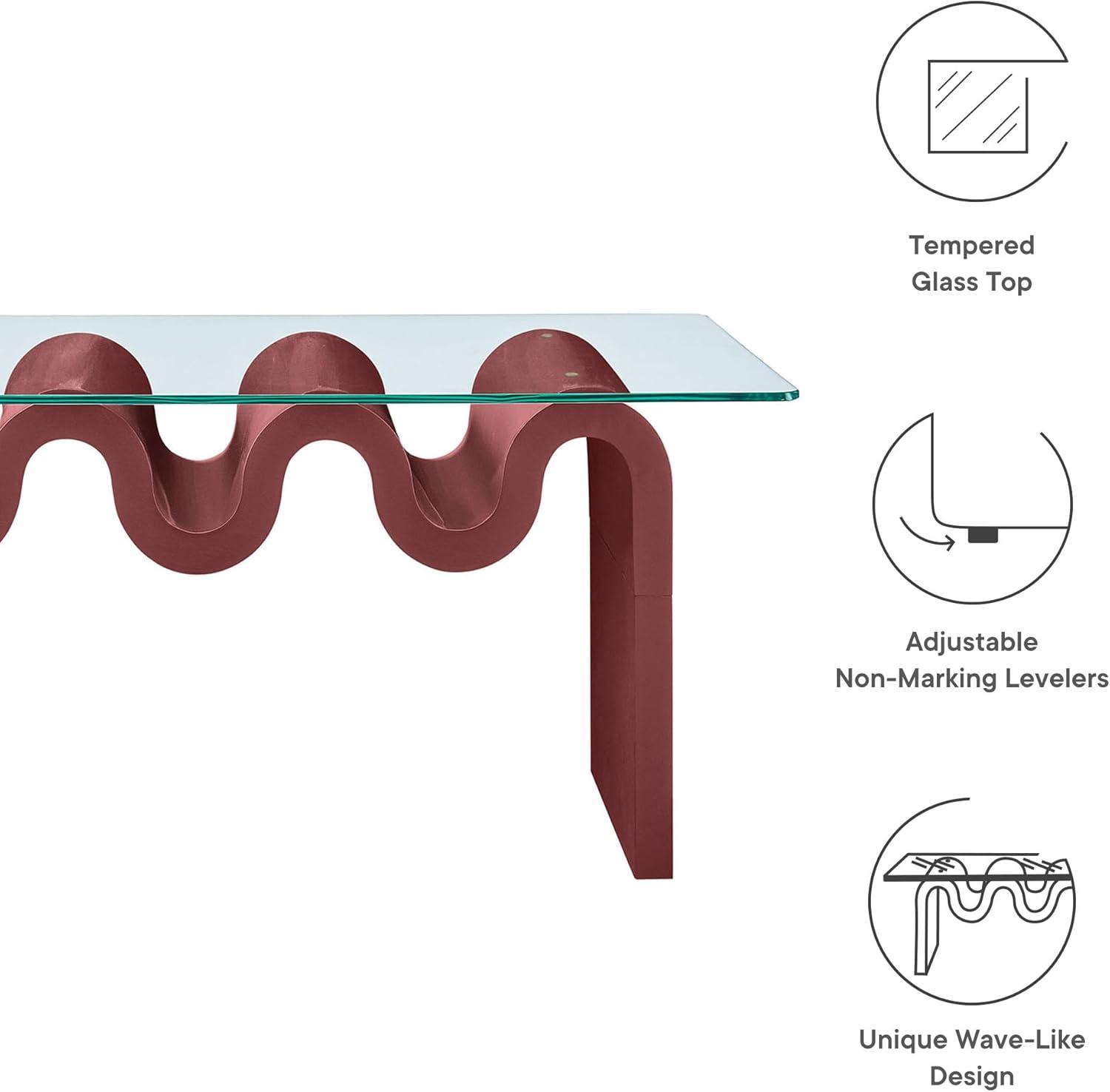 Modway Ondine Glass Top Coffee Table In Spiced Apple