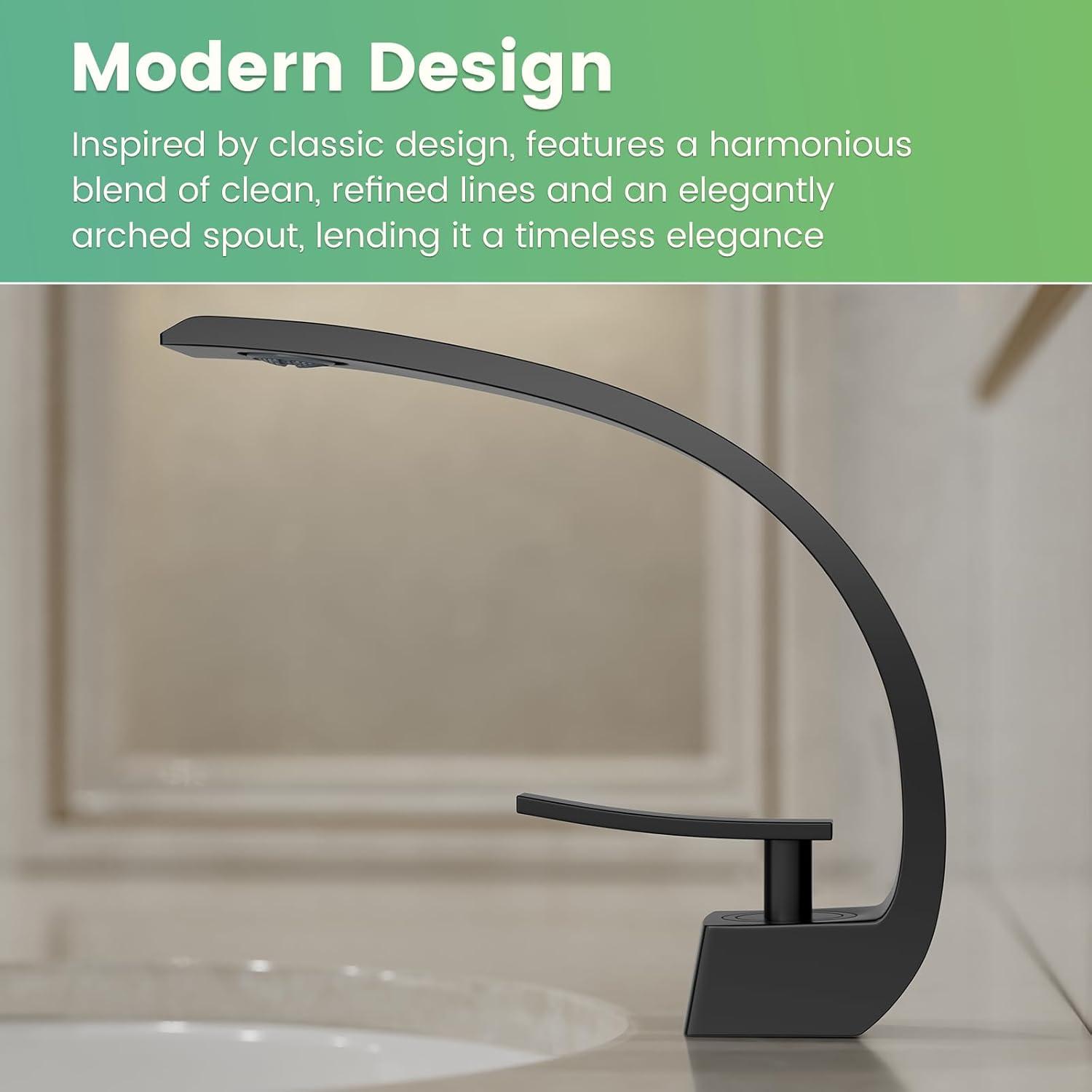 Bathroom Sink Faucet Modern Single Hole 1-Handle Faucet, Matte Black Solid Brass Faucets,Unique Bathroom faucets Mixer Tap