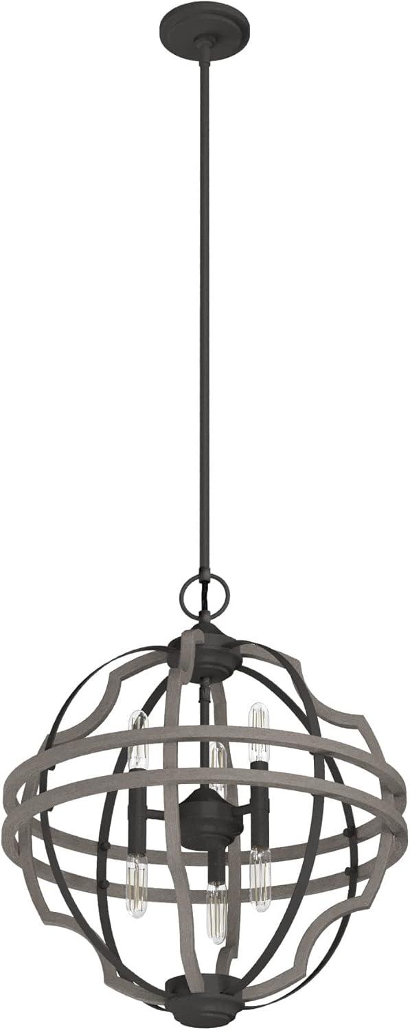 Hunter 19.25 inch Stone Creek Noble Bronze and White Washed Oak 6 Light Pendant Ceiling Light Fixture