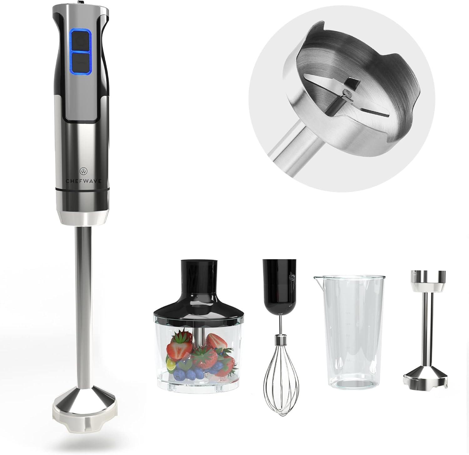 ChefWave 500W Black Stainless Steel 9-Speed Immersion Blender Set