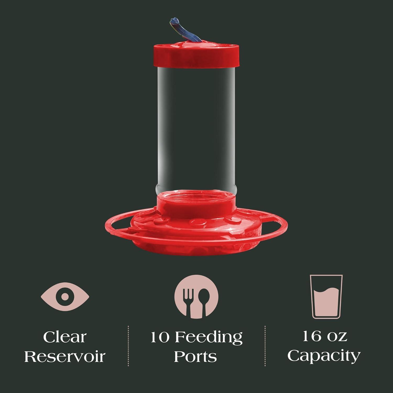 Hummingbird Momma 3-Piece Inverted Hummingbird Feeder Kit with 2 - 8oz Nectar Pouches, Red, 16 fl oz Capacity (2 Pack)