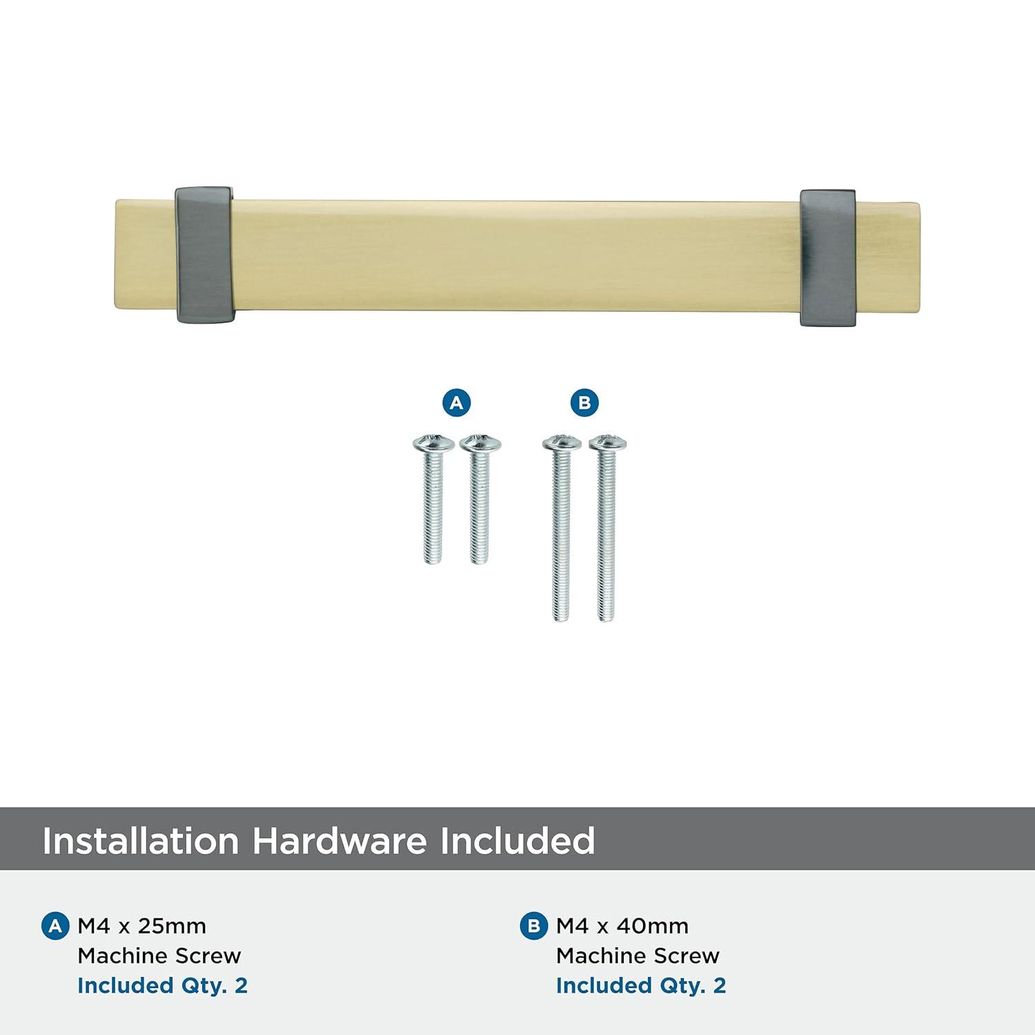 Amerock Overton 3-3/4 inch (96mm) Center-to-Center Brushed Gold/Black Chrome Cabinet Pull