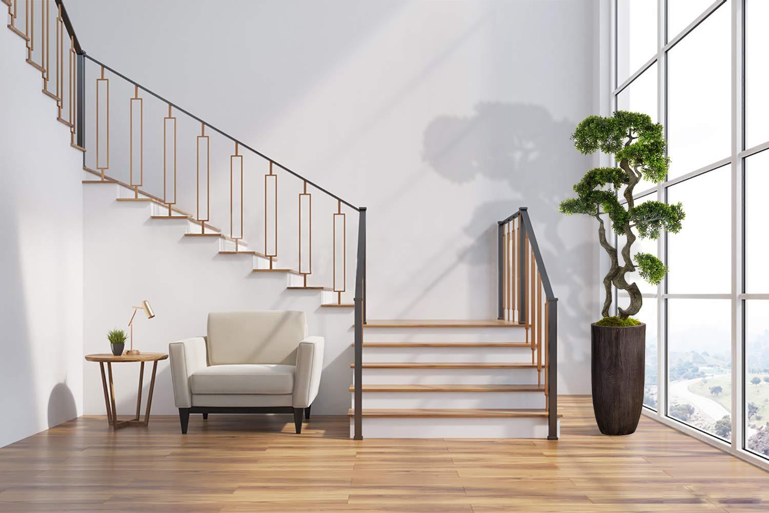 Vintage Home Artificial Faux Vintage Real Touch 53" Tall Bonsai Tree with Fiberstone Planter, Indoor and Outdoor use