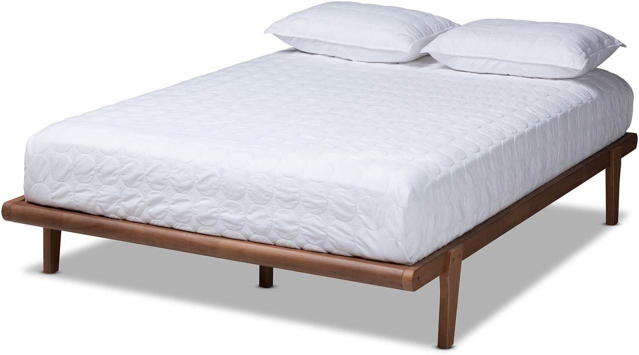 Full Kaia Finished Wood Platform Bed Frame Brown - Baxton Studio: Mid-Century Modern, No Box Spring Required