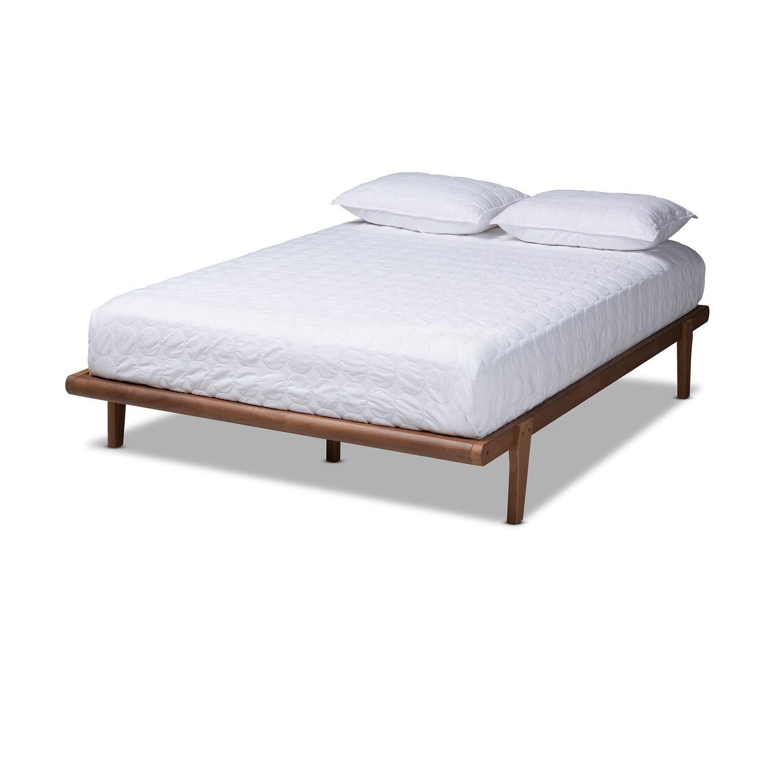 Full Kaia Finished Wood Platform Bed Frame Brown - Baxton Studio: Mid-Century Modern, No Box Spring Required