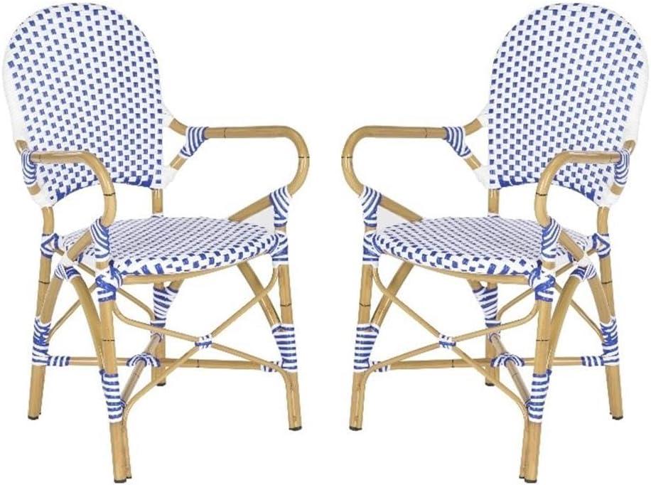 Safavieh Hooper Outdoor Stacking Arm Chair, Set of 2 - Blue/White