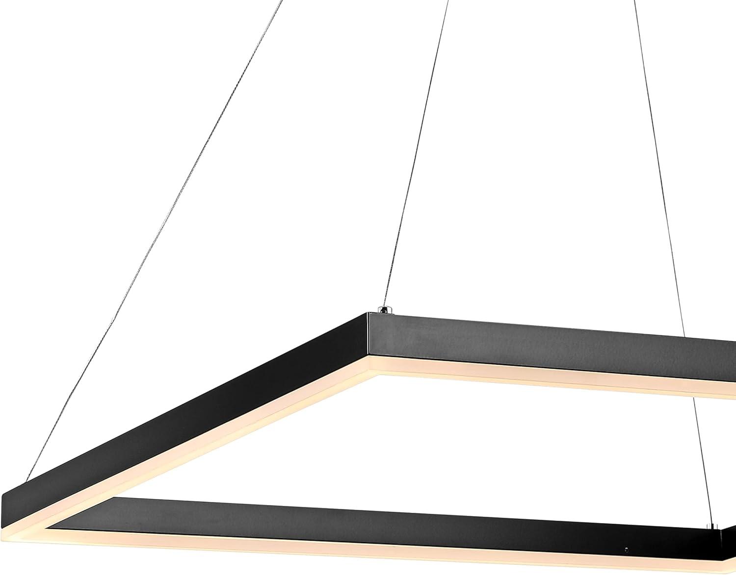 Nero 23.63" Square Contemporary Modern Metal Integrated LED Pendant Light, Black