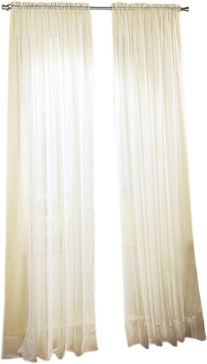 84"x51" Erica Crushed Sheer Voile Rod Pocket Curtain Panel Eggshell - No. 918
