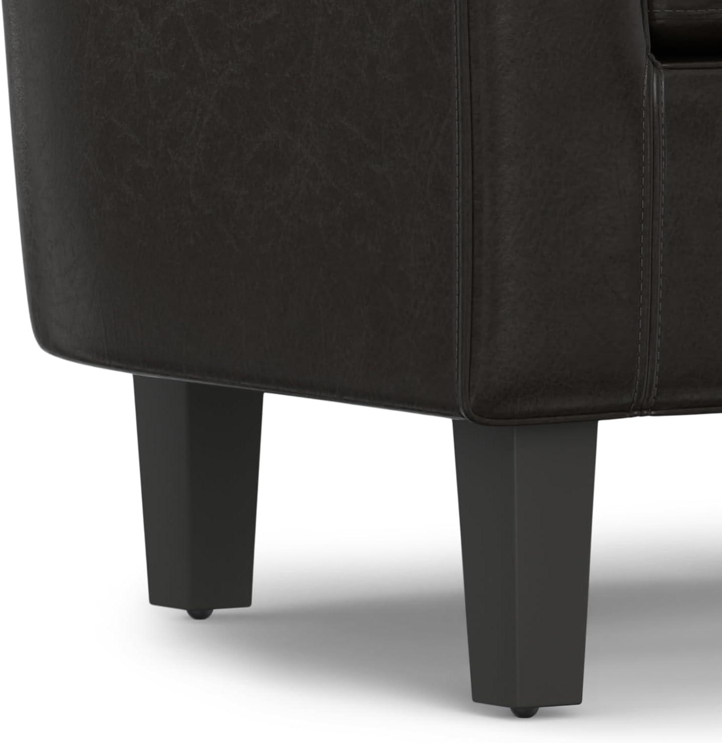 Simpli Home Austin 30"W Upholstered Vegan Faux Leather Contemporary Tub Accent Chair with High Arms and Deep Seat