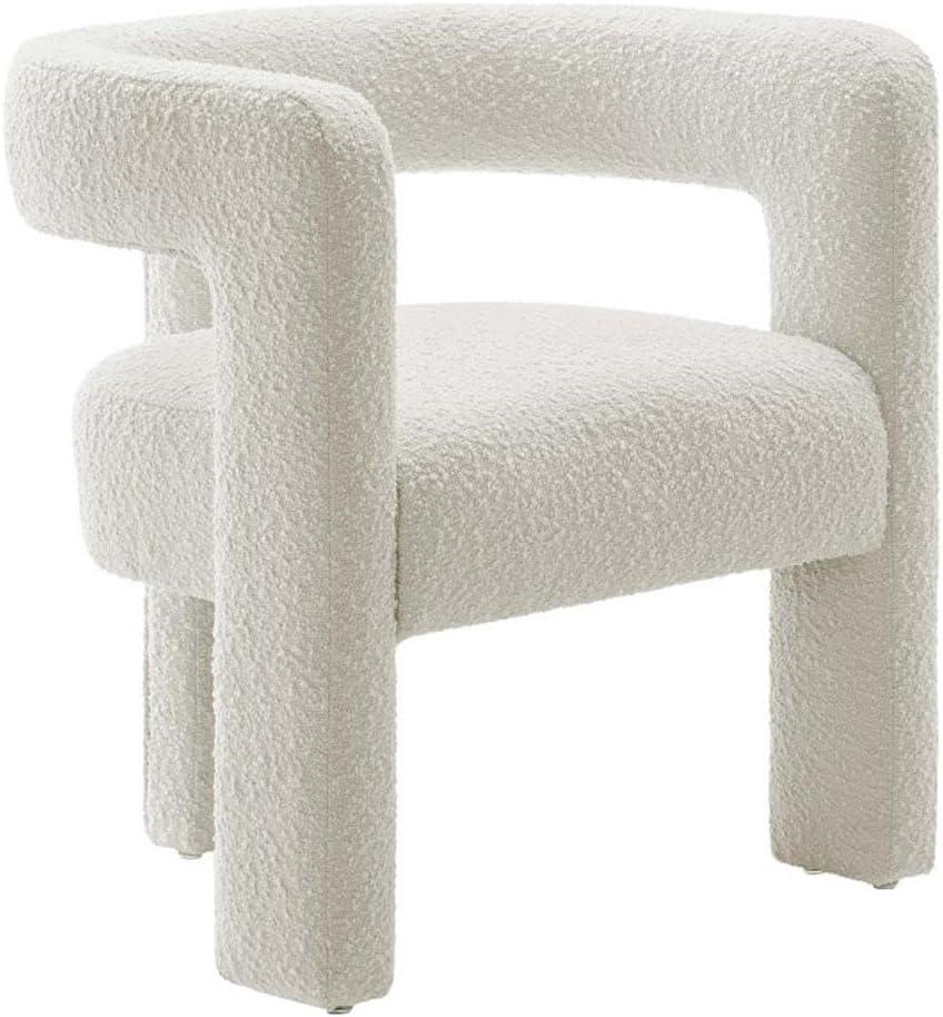 Kayla Ivory Boucle Upholstered Modern Accent Chair with Wood Frame