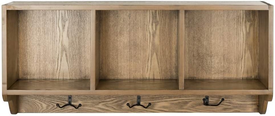 Alice Wall Shelf With Storage Compartments - Oak - Safavieh