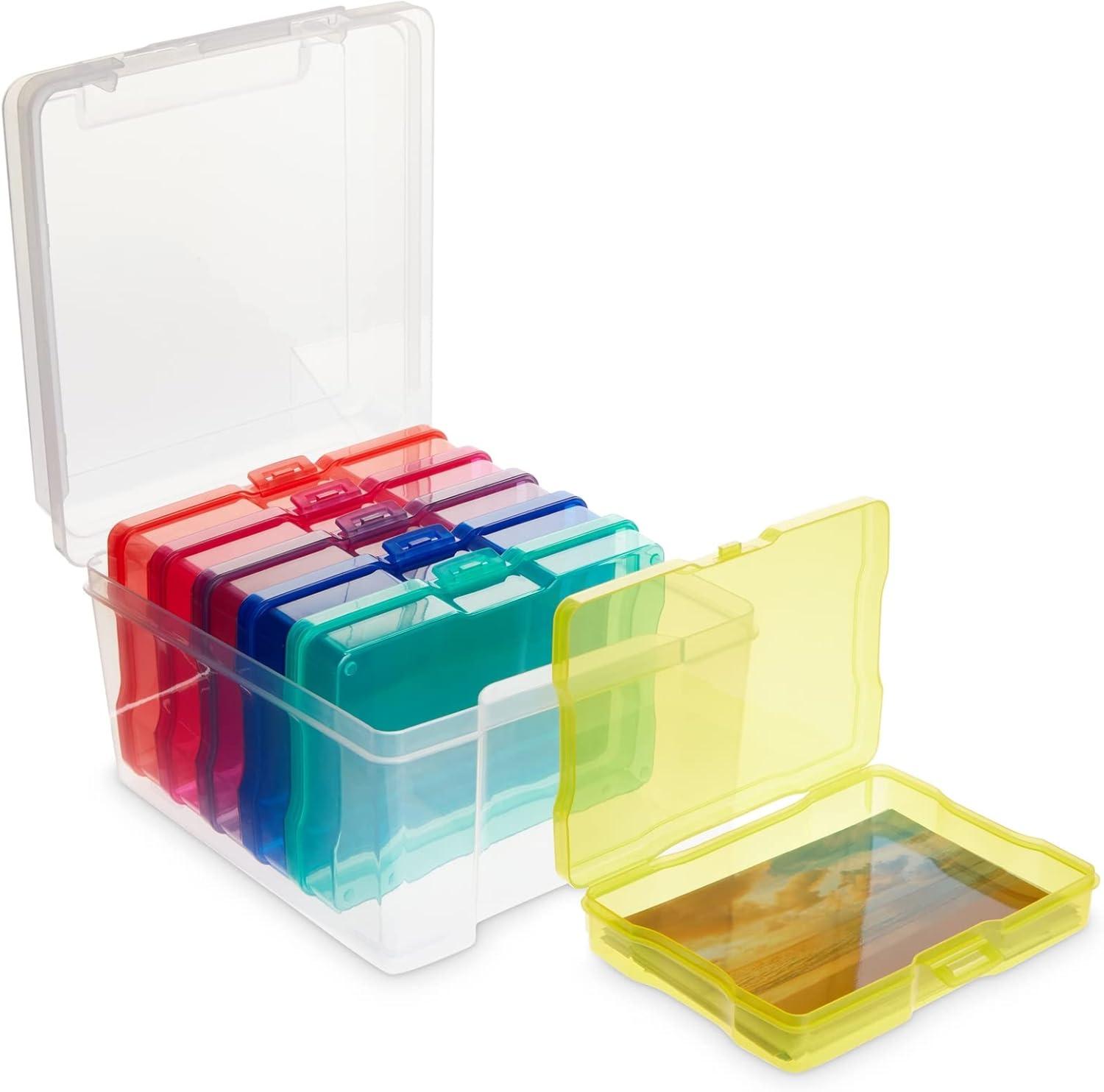 Paper Junkie 4 x 6 Inch Photo Storage Box with 6 Inner Cases, Plastic Box for Stickers, Crafts, Seeds, Craft Organizers and Storage (7 Pieces)