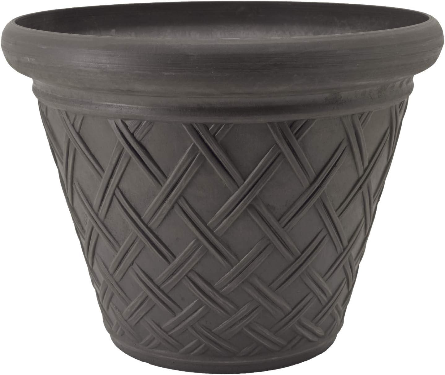 18-inch Dark Charcoal Recycled Plastic Basket Weave Planter