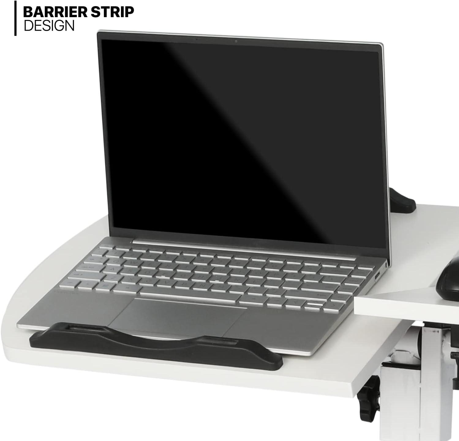 MoNiBloom Mobile Laptop Desk Standing Desk with Wheels & Tilting Tabletop, Height Adjustable Sit Stand Computer Workstation, White