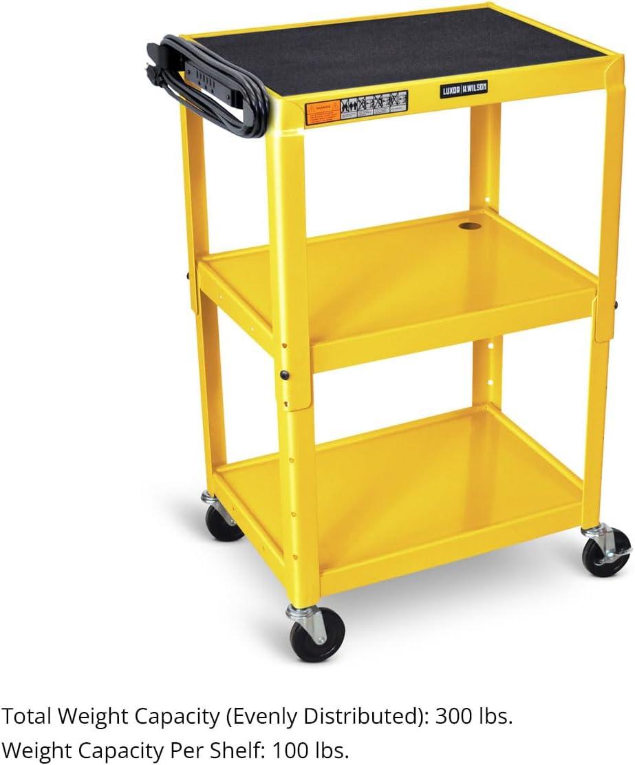 Luxor 18" x 24" Adjustable Height Metal Utility Cart - Yellow