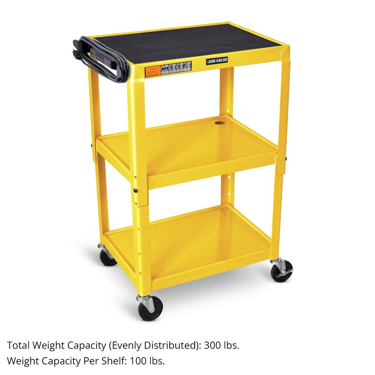 Luxor 18" x 24" Adjustable Height Metal Utility Cart - Yellow