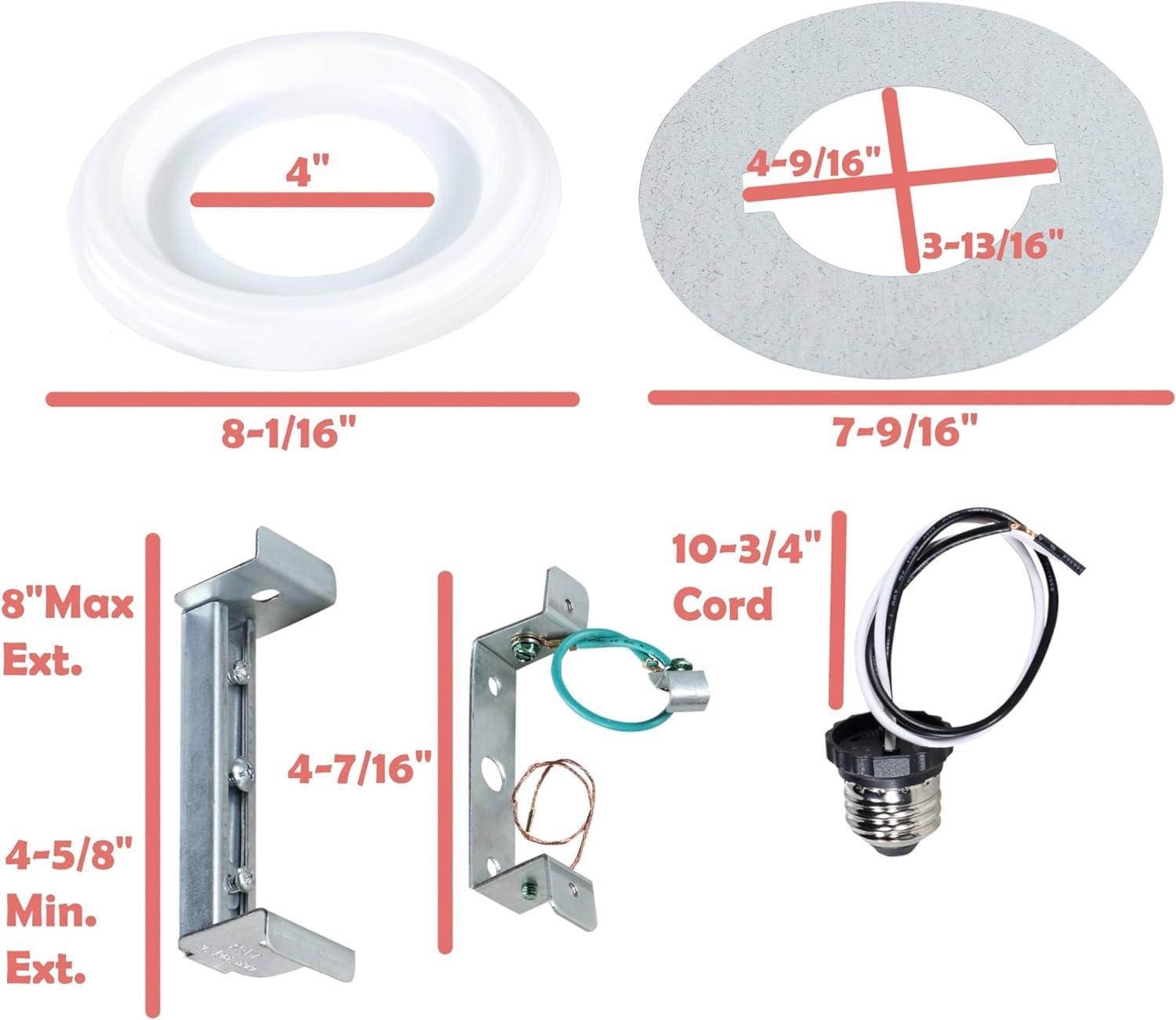 Aspen Creative 21067-11, Recessed Lighting Converter Kit, 8" Diameter, White Plastic Medallion, Set of 1