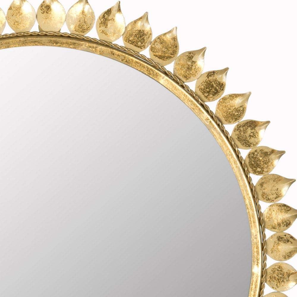 26.5" Gold Wood Sunburst Round Wall Mirror