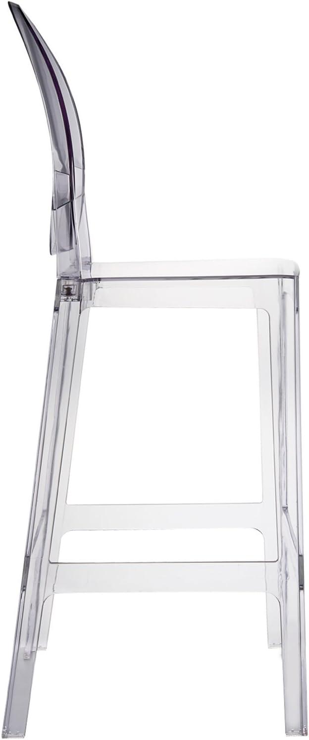 2xhome Set of 2 30" Seat Height Modern Contemporary Bar Stool with Oval Back Armless Polycarbonate Transparent Clear