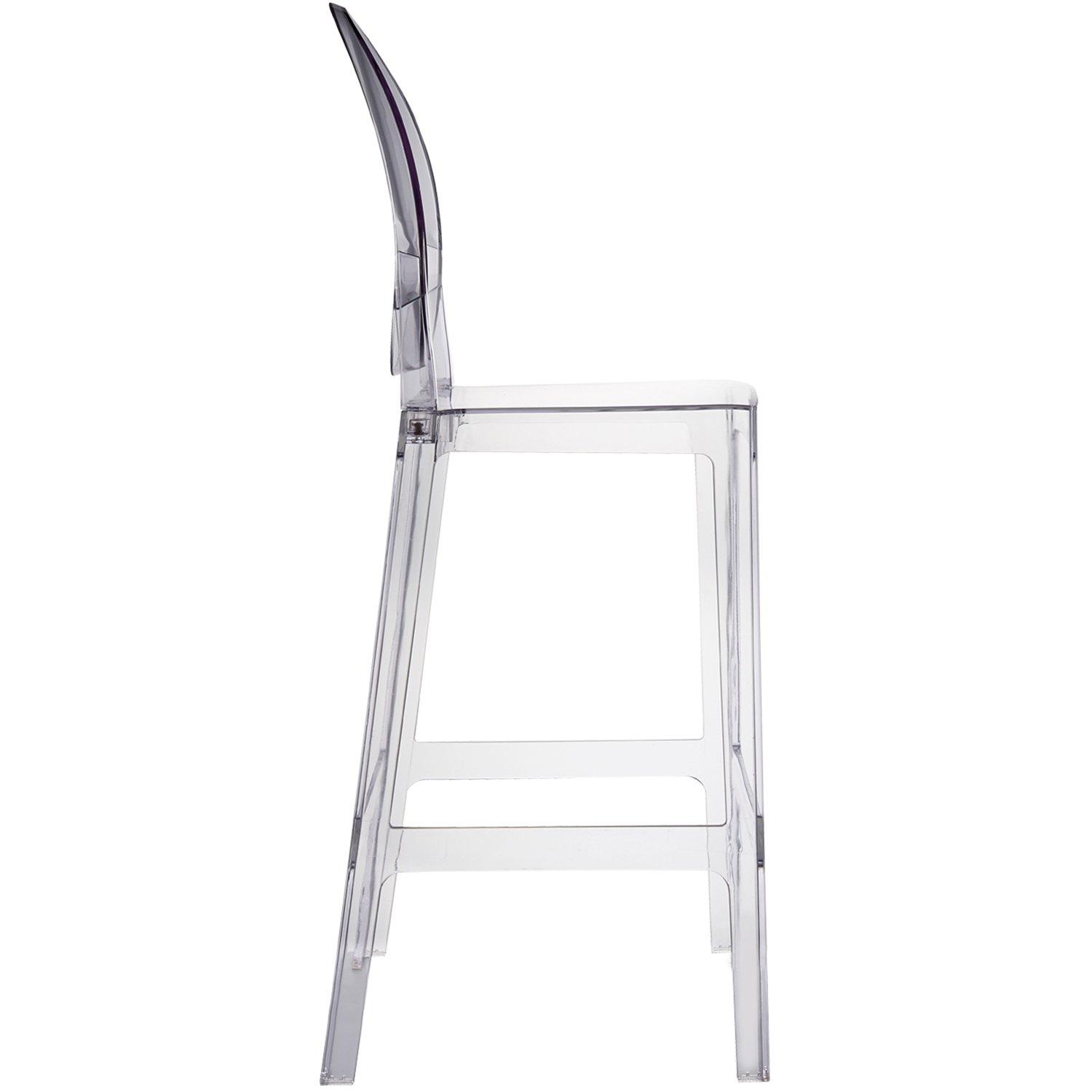2xhome Set of 2 30" Seat Height Modern Contemporary Bar Stool with Oval Back Armless Polycarbonate Transparent Clear