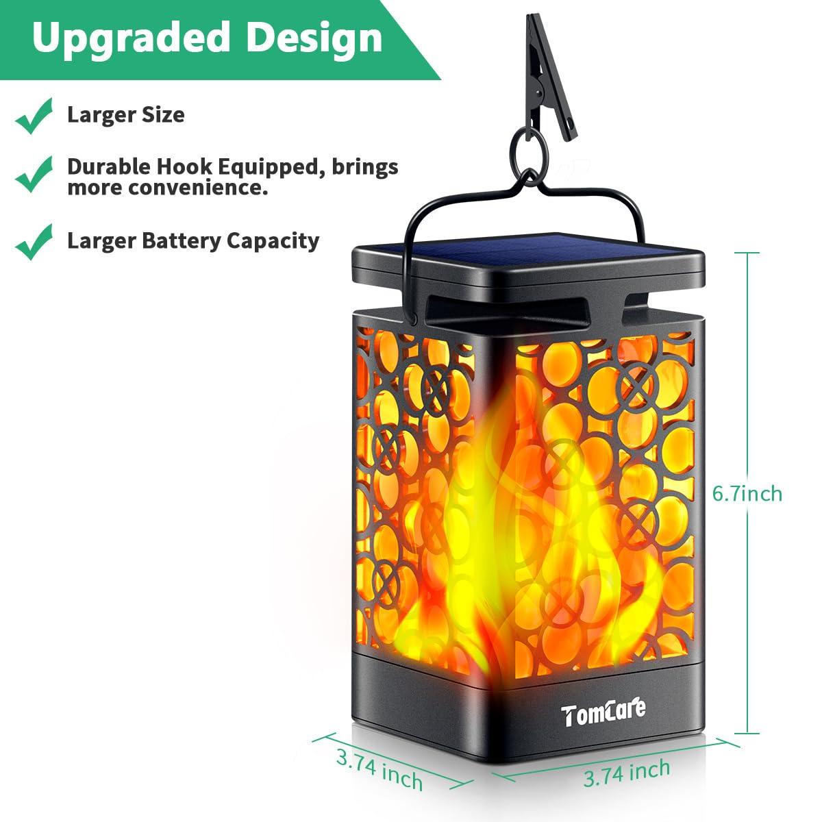 BEACHWATER POOL & SPA, LLC Solar Lights Outdoor Flickering Flame Solar Lantern Outdoor Hanging Lanterns Decorative Outdoor Lighting Solar Powered Waterproof LED Flame Christmas Lights For Patio Garden