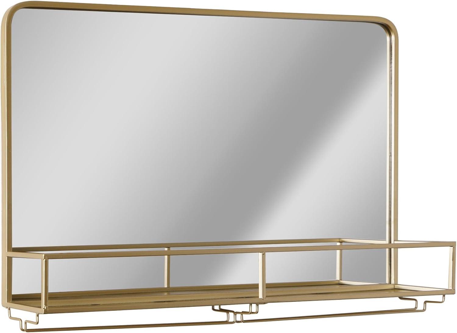 Gold Frame Rectangle Vanity Wall Mirror with Storage - 21.25" x 31.5"