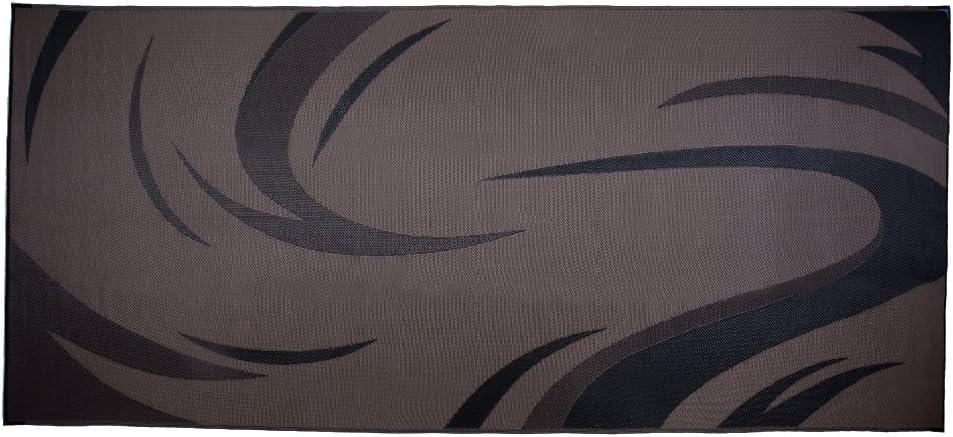 SD8187 8-Feet X 18-Feet Graphic Swish RV Reversible Patio Mat, Brown/Tan