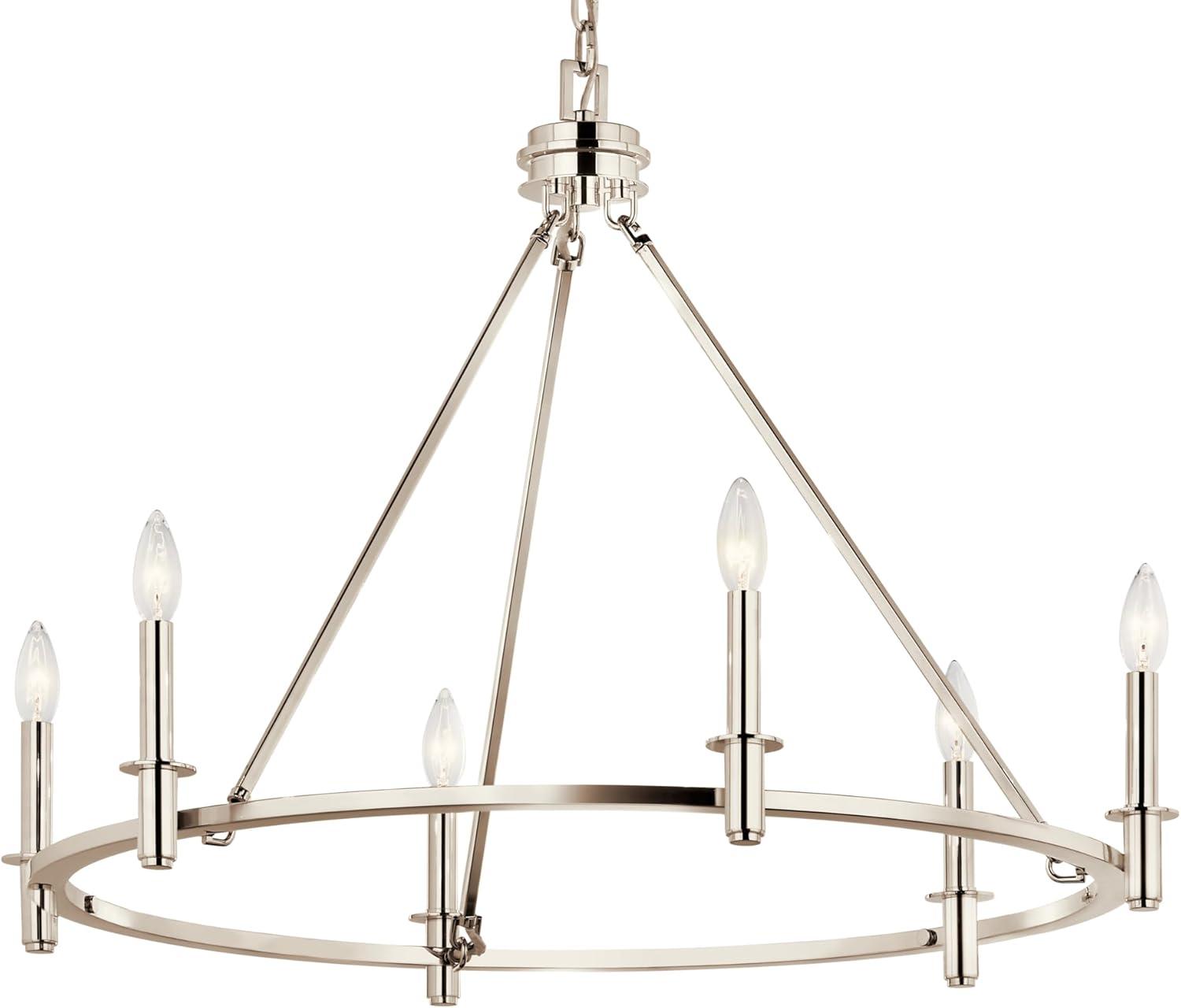 Kichler 52705 Carrick 6 Light 33" Wide Taper Candle Ring Chandelier - Nickel