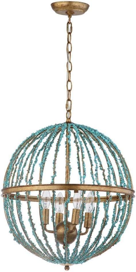 Safavieh Lalita Modern Glam Round Cage Chandelier, Blue