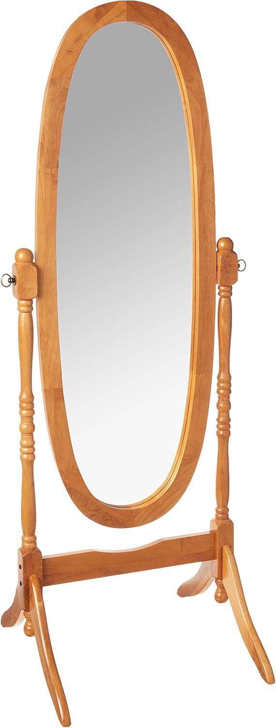 Roundhill Furniture Traditional Queen Anna Style Wood Floor Cheval Mirror Oak