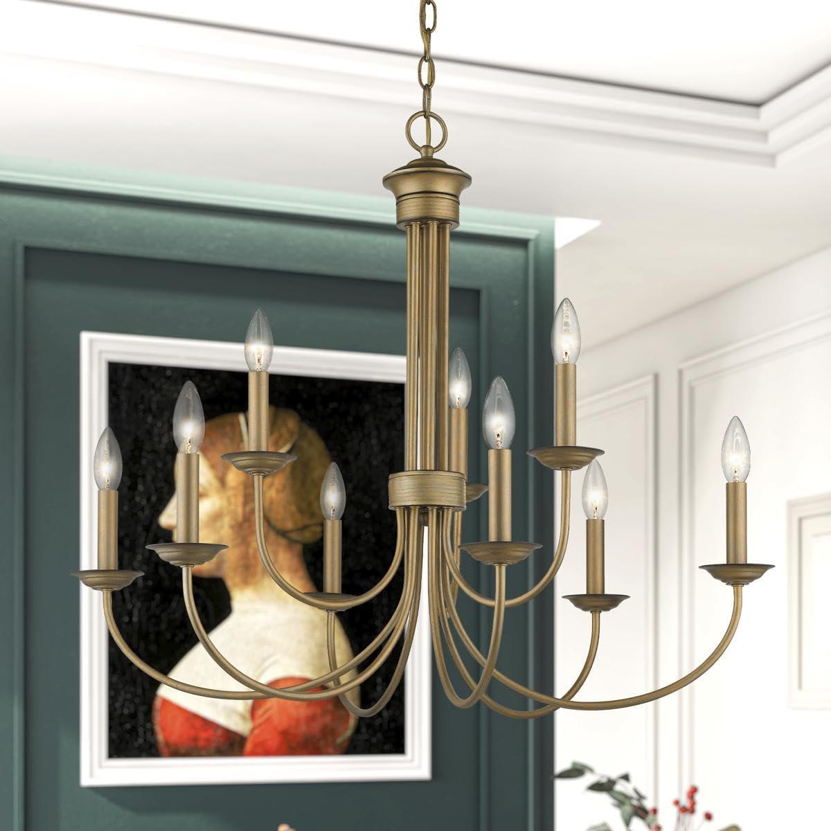 Livex Lighting Estate 9 - Light Chandelier in  Antique Gold Leaf