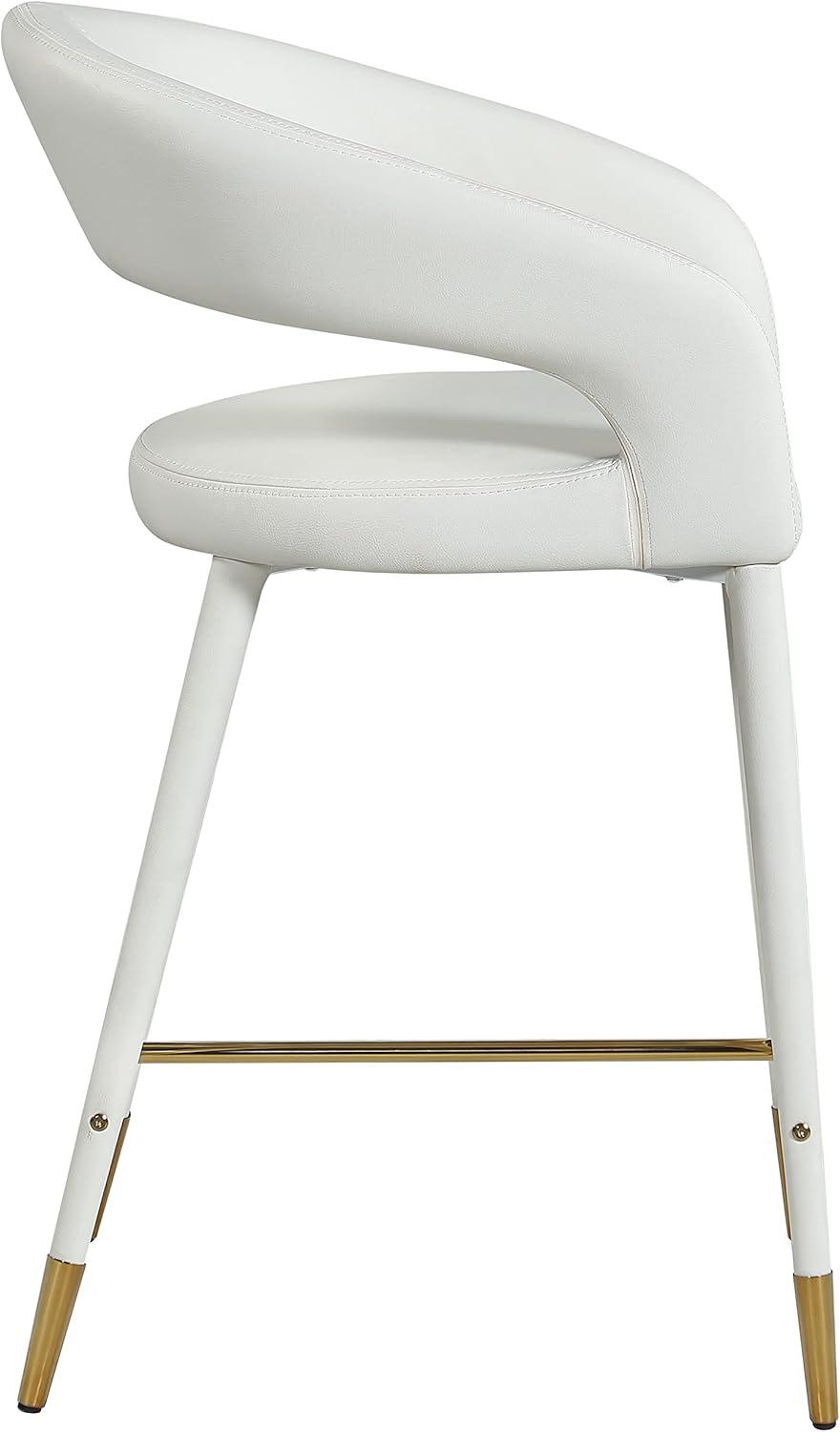 Meridian Furniture Destiny Off White Cream Vegan Leather Stool