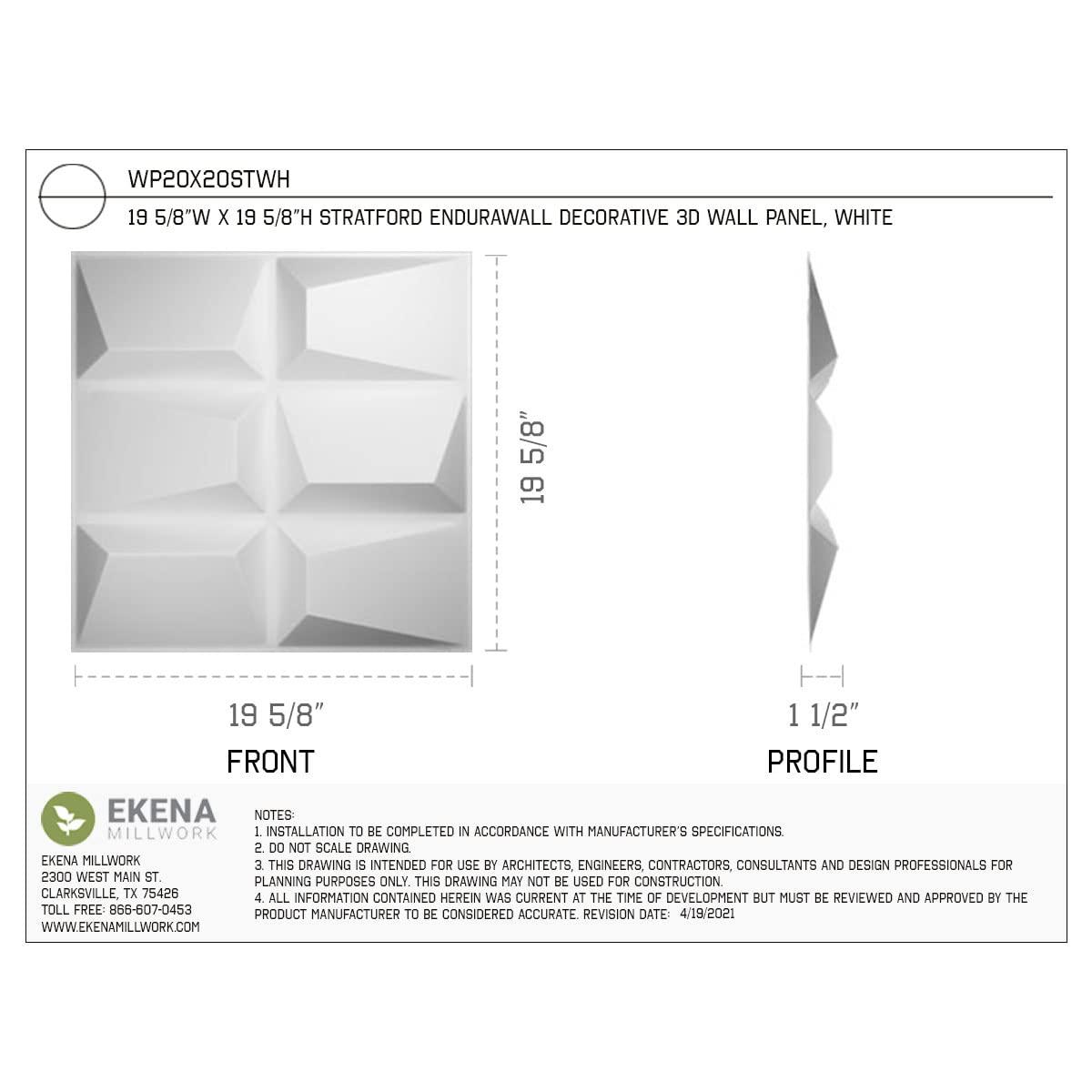 Ekena Millwork Stratford EnduraWall Decorative 3D Wall Panel