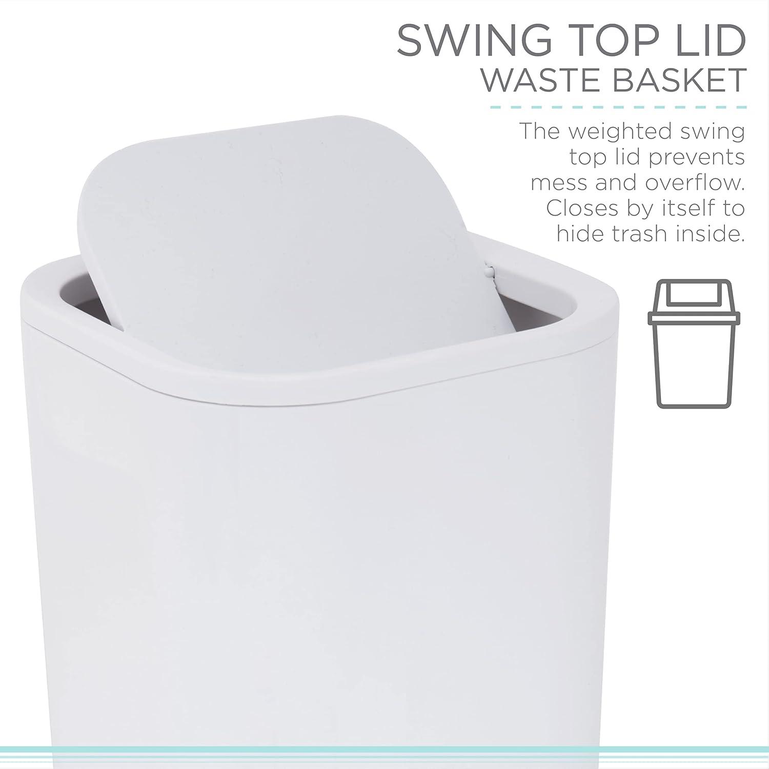 Acrylic Square with Rounded Edges Bathroom Waste Basket White - Bath Bliss