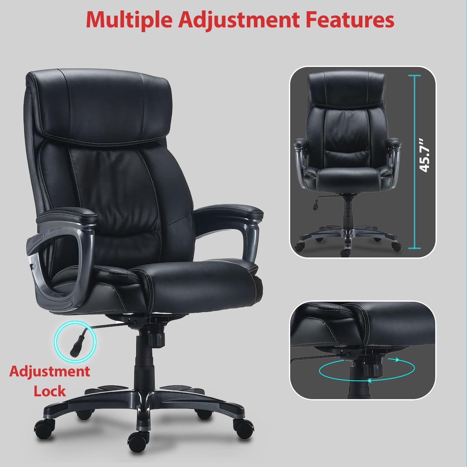 Black Bonded Leather Big & Tall Executive Office Chair